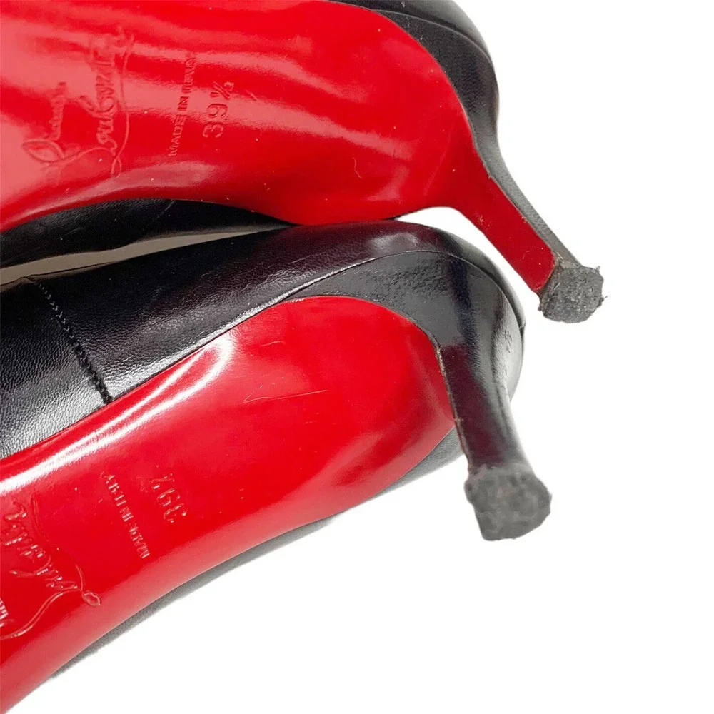 ❌SOLD❌ Authentic Christian Louboutin Matte Black Leather Pumps Women’s 39 1/2 - Picture 8 of 11
